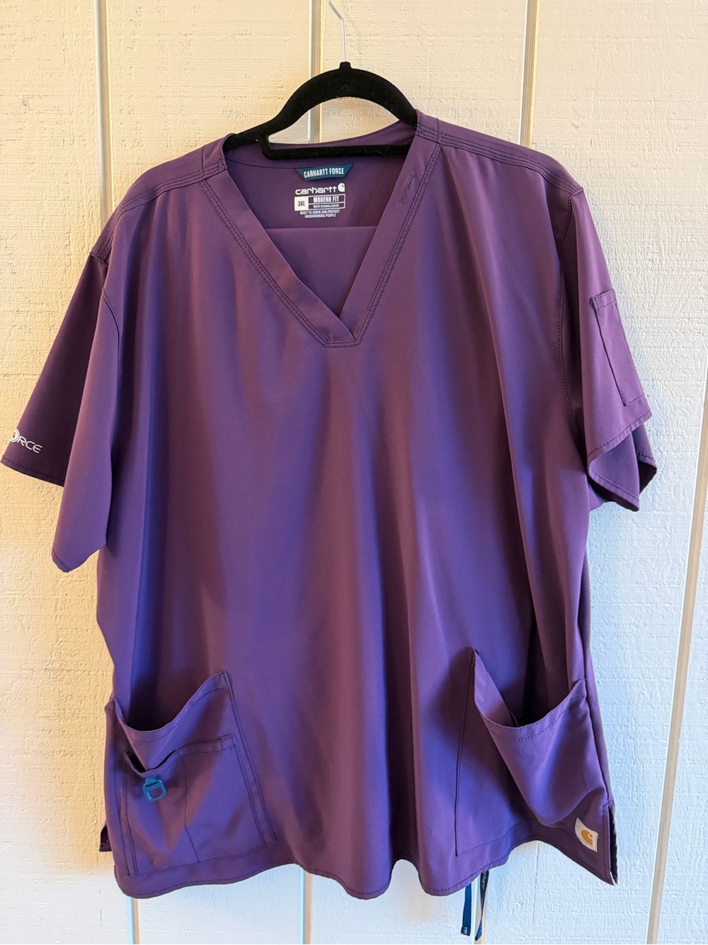 Carhartt Force Purple Scrub Set 3XL Top 3XL Tall Cargo Pants Stretch